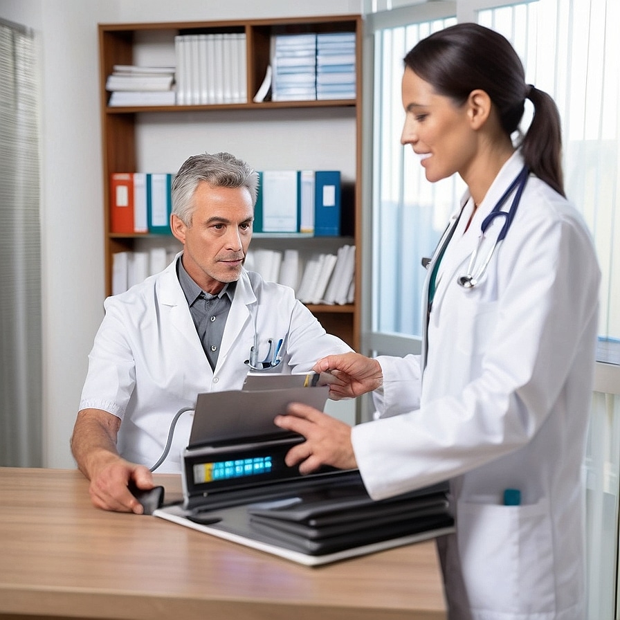 Atletas de élite en examen médico deportivo